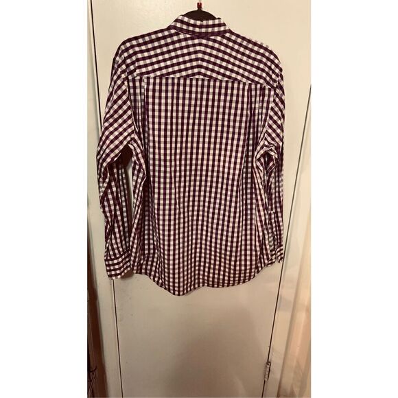 J. McLaughlin Purple and white Check Button Down Mens Top Shirt SZ L - Picture 5 of 9